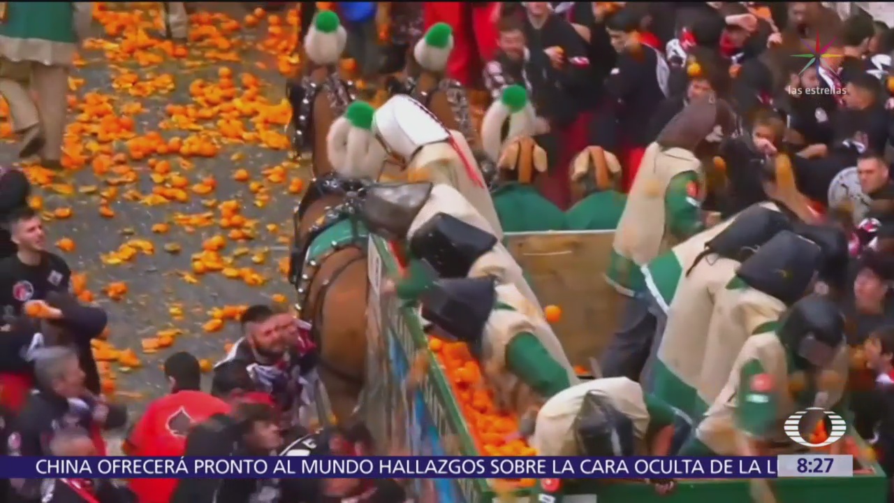 Italia celebra la tradicional ‘Guerra de naranjas’