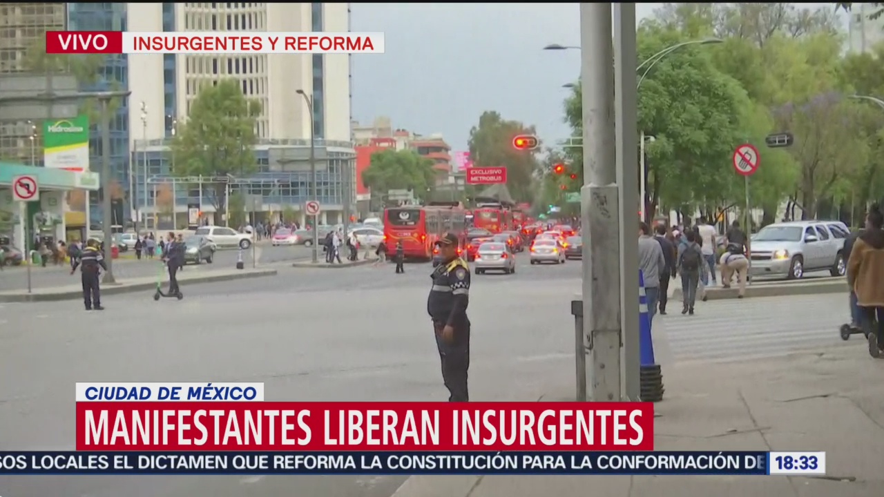 Foto: Manifestantes liberan Insurgentes; continúa cerrado Pase de la Reforma