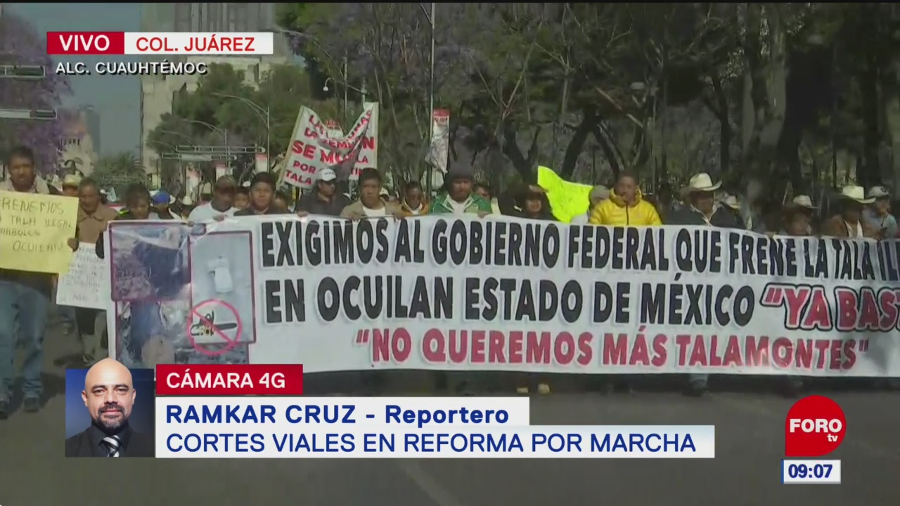 Manifestantes marchan por Paseo de la Reforma