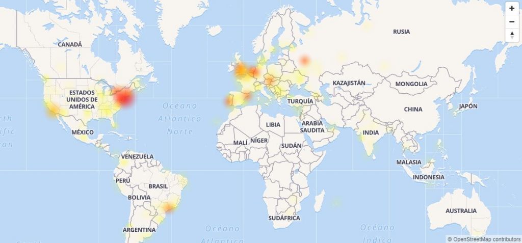 Foto Mapa de fallos de Instagram a nivel mundia 13 marzo 2019