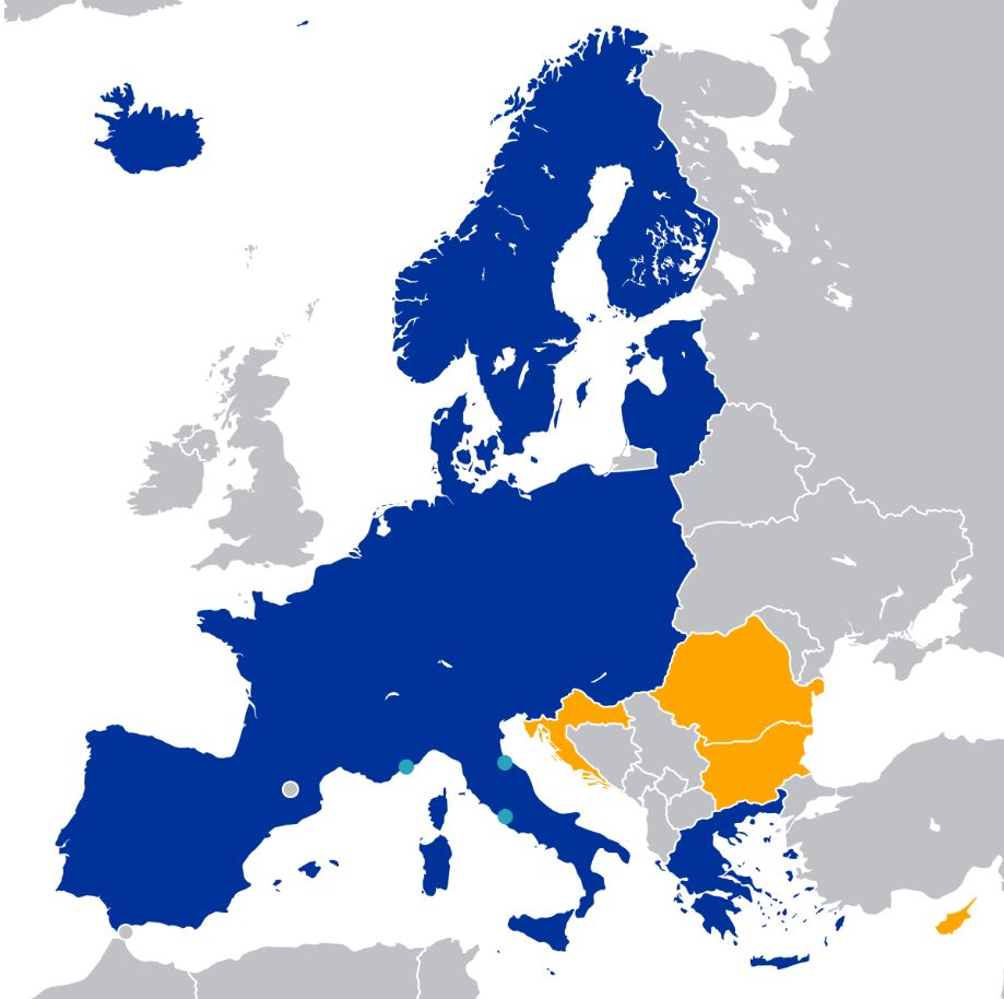 Mapa del espacio Schengen de la Unión Europea, que incluye a 26 naciones que no poseen fronteras interiores (Wikimedia Commons - Compartido con licencia Creative Commons Attribution-Share Alike 4.0)