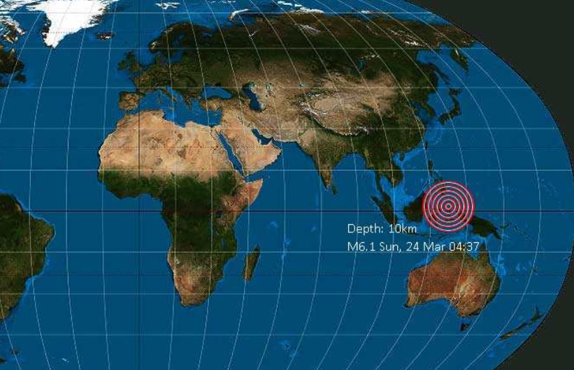 Terremoto de 6.1 grados Richter sacude el mar de Molucas, en Indonesia