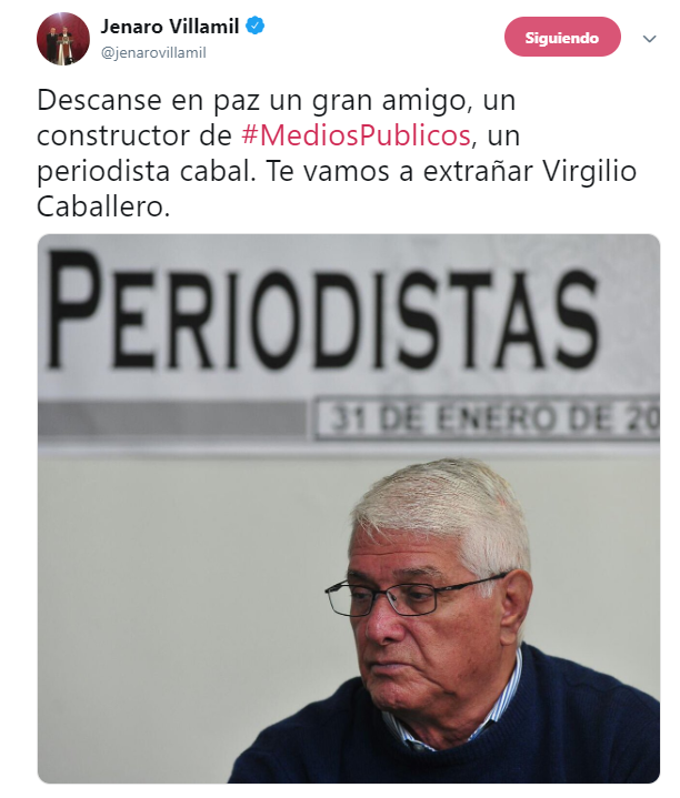 Muere Virgilio Caballero, periodista y diputado por Azcapotzalco (Twitter)