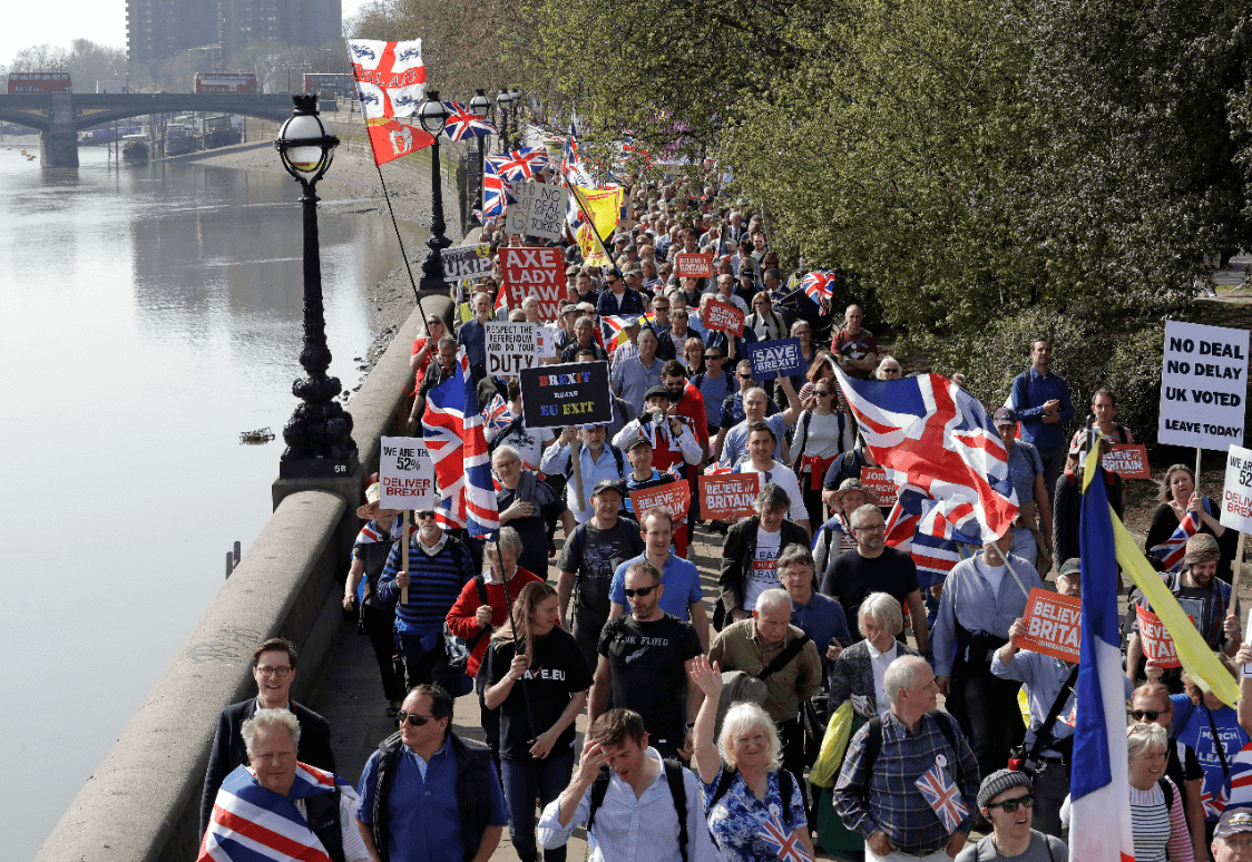 Foto: Partidarios del Brexit marchan en Londres, 29 de marzo de 2019, Reino Unido 