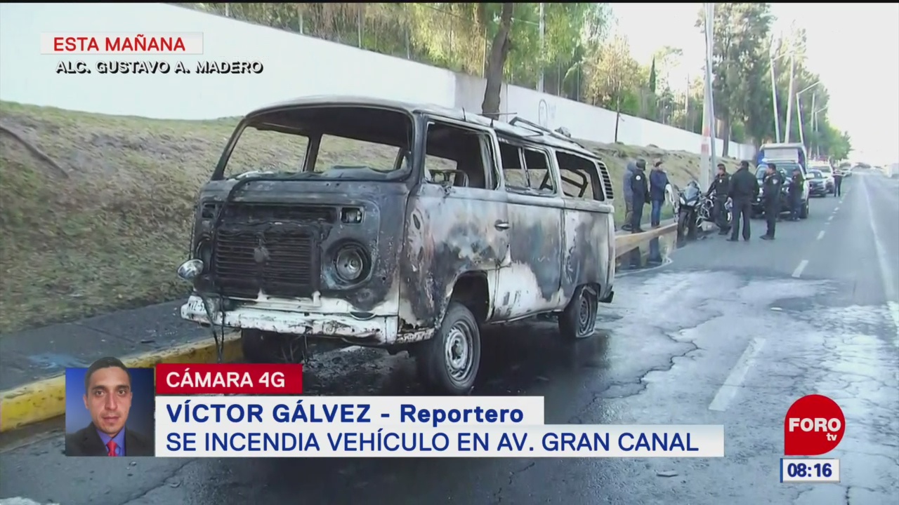 Se incendia vehículo en la avenida Gran Canal, CDMX