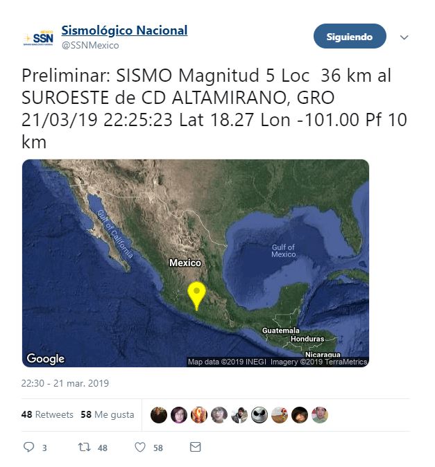  se registra sismo de magnitud 5.0 con epicentro en guerrero