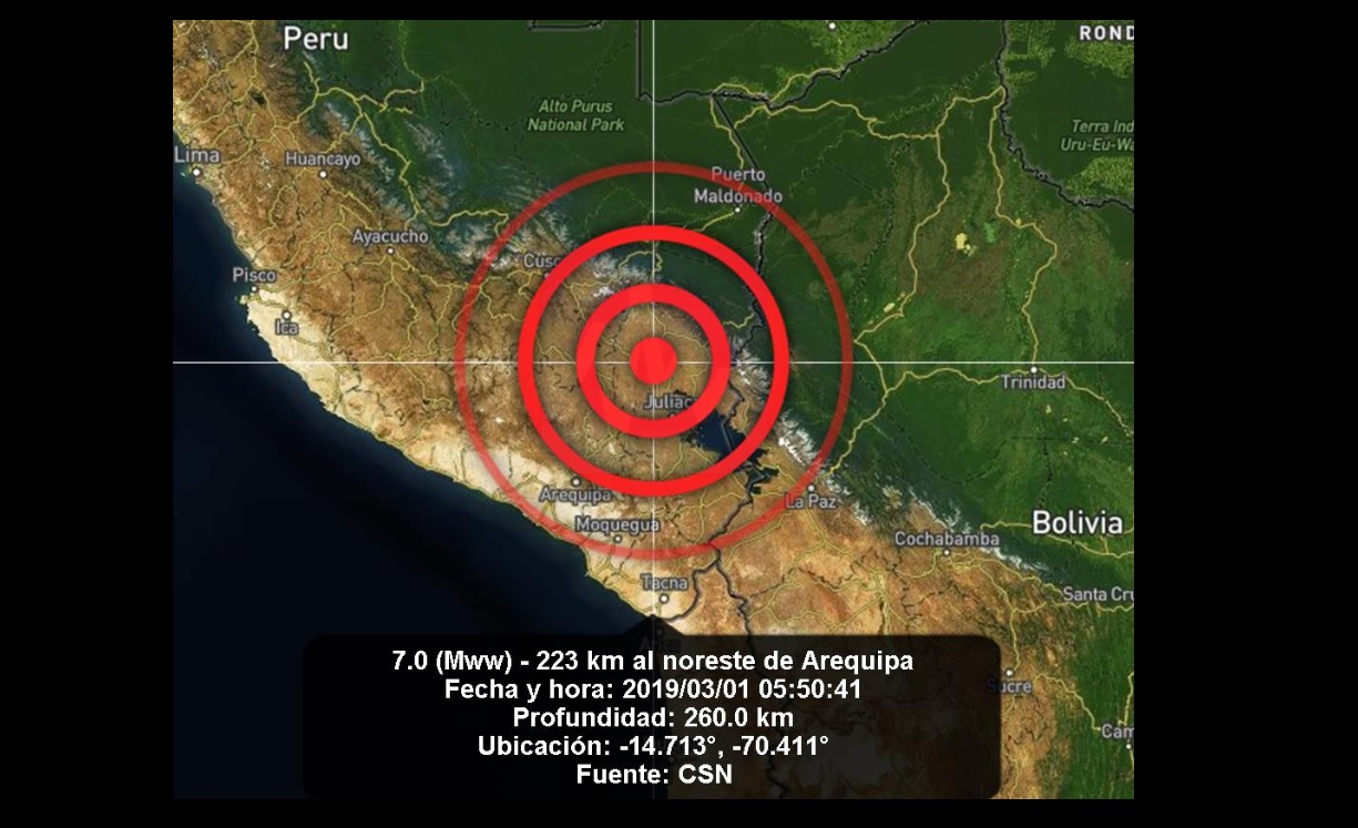 Sismo de 7.0 grados sacude Perú