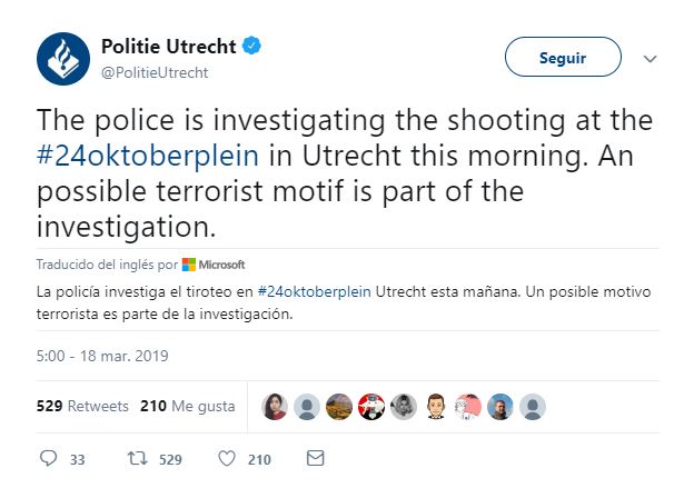 reportan varios heridos por disparos en utrecht holanda
