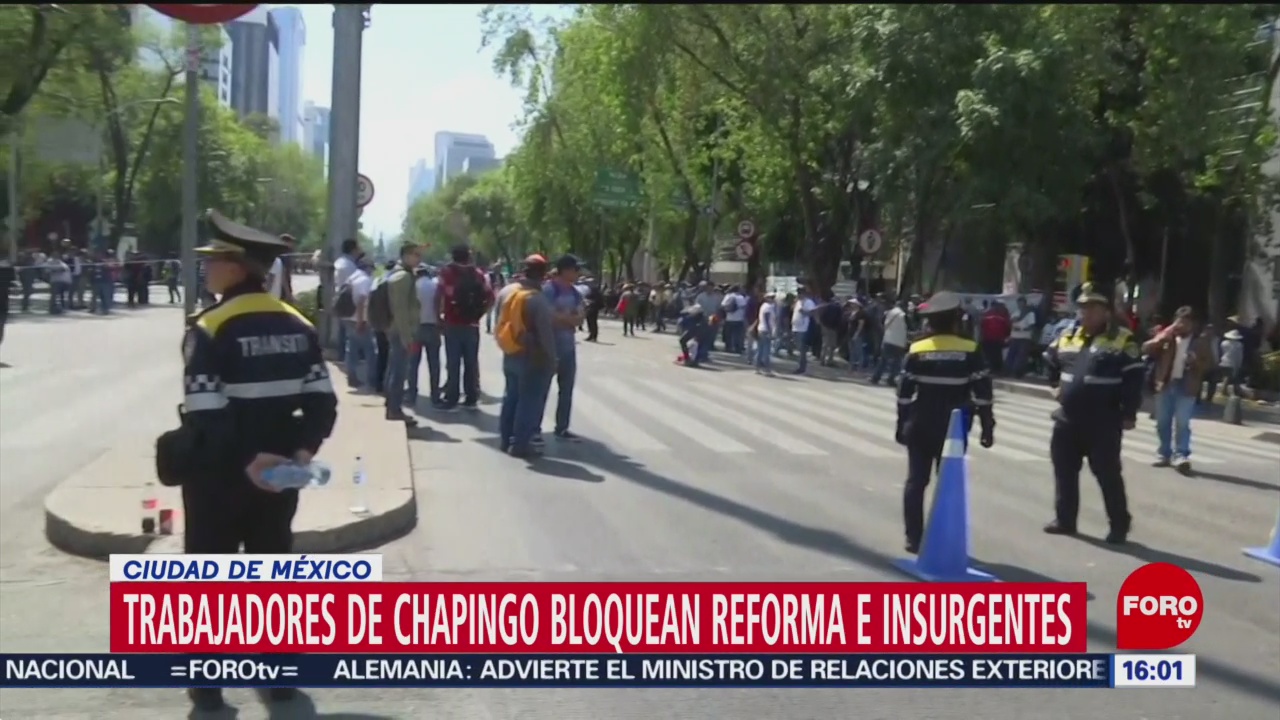 Foto: Trabajadores de Chapingo bloquean Reforma e Insurgentes