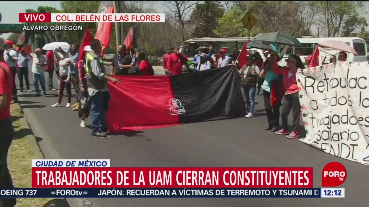Trabajadores UAM bloquean Avenida Constituyentes, CDMX, frente a Hacienda