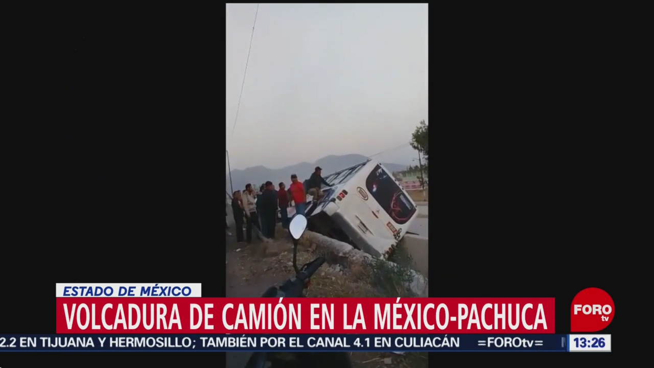 FOTO: Volcadura de camión en la México-Pachuca, 10 marzo 2019