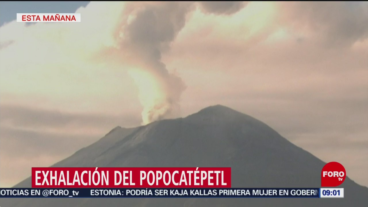 Volcán Popocatépetl emite gran exhalación de vapor de agua