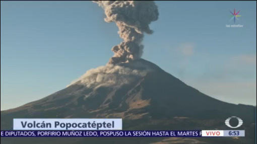 Volcán Popocatépetl lanza exhalación con contenido de ceniza