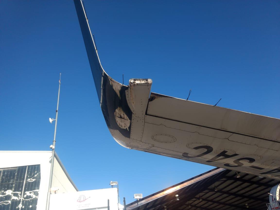 FOTO Avión de Aeroméxico impactó un ala en el aeropuerto de Chihuahua (fsmex.com abril 2019 chihuahua)