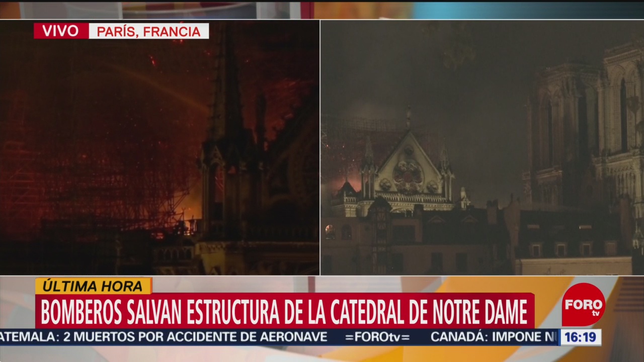 Foto: Bomberos salvan estructura de la catedral de Notre Dame