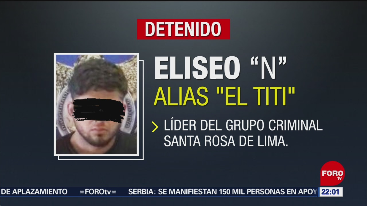 FOTO:Cae "El Titi", presunto líder del grupo criminal Santa Rosa de Lima, 21 ABRIL 2019