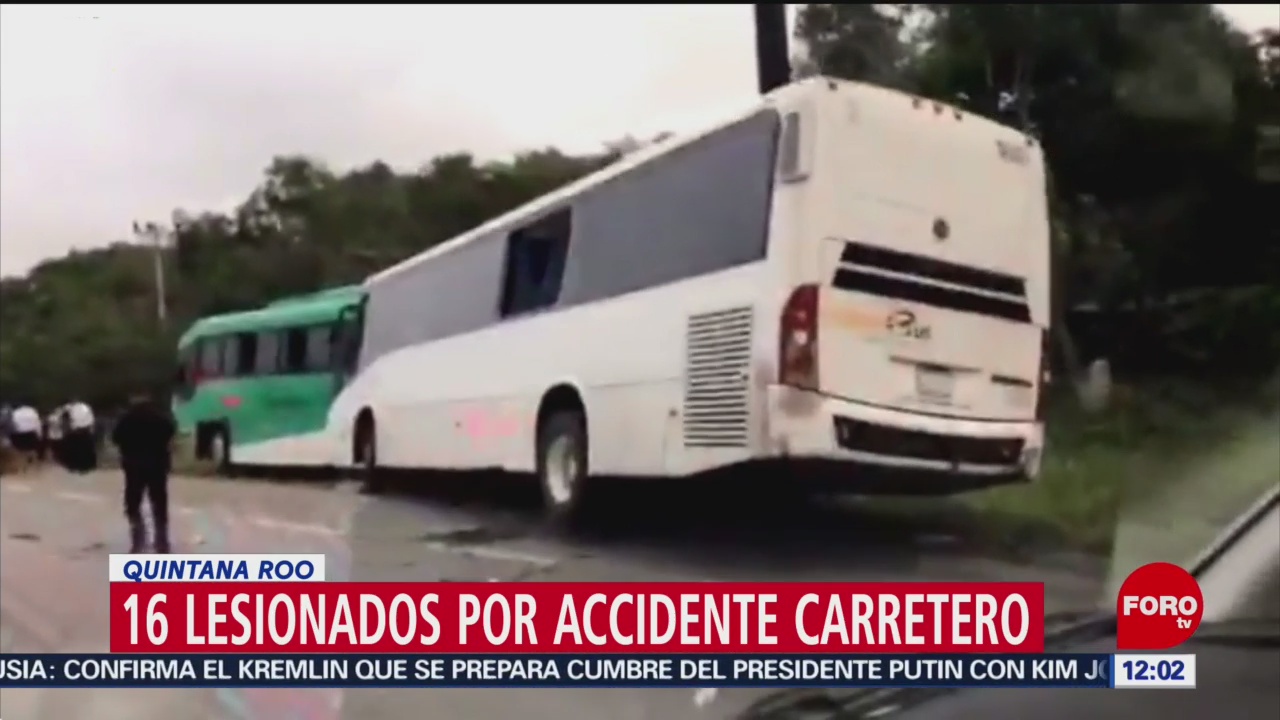 Choque en Quintana Roo deja 16 personas lesionadas
