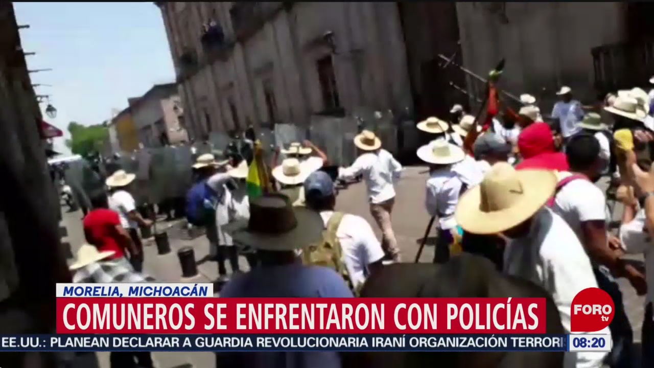 FOTO: Comuneros se enfrentaron con policías en Morelia, 6 de abril 2019