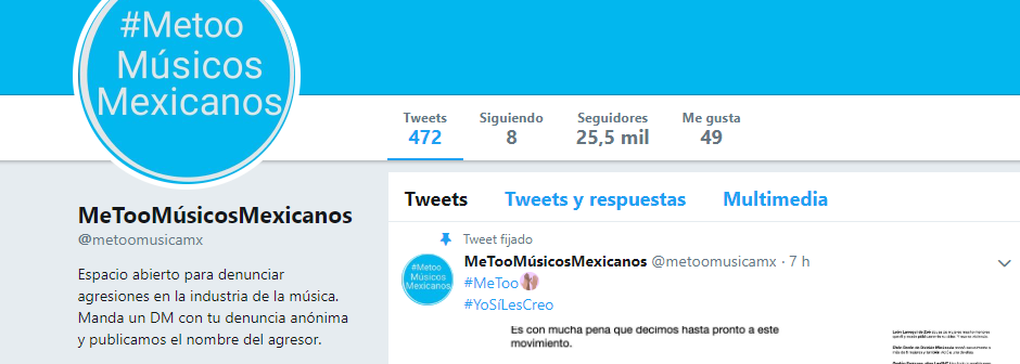 Twitter Me Too de músicos mexicanos cierra y lamenta perjuicios