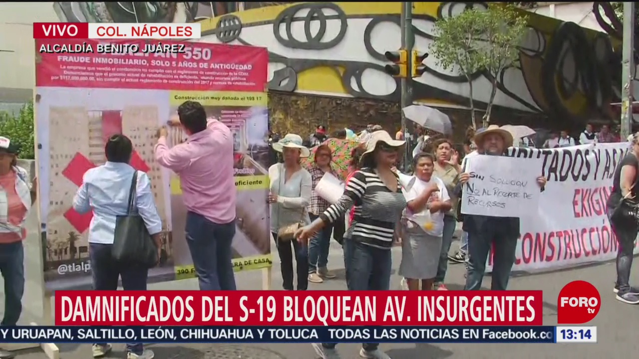 Damnificados del 19s bloquean avenida Insurgentes