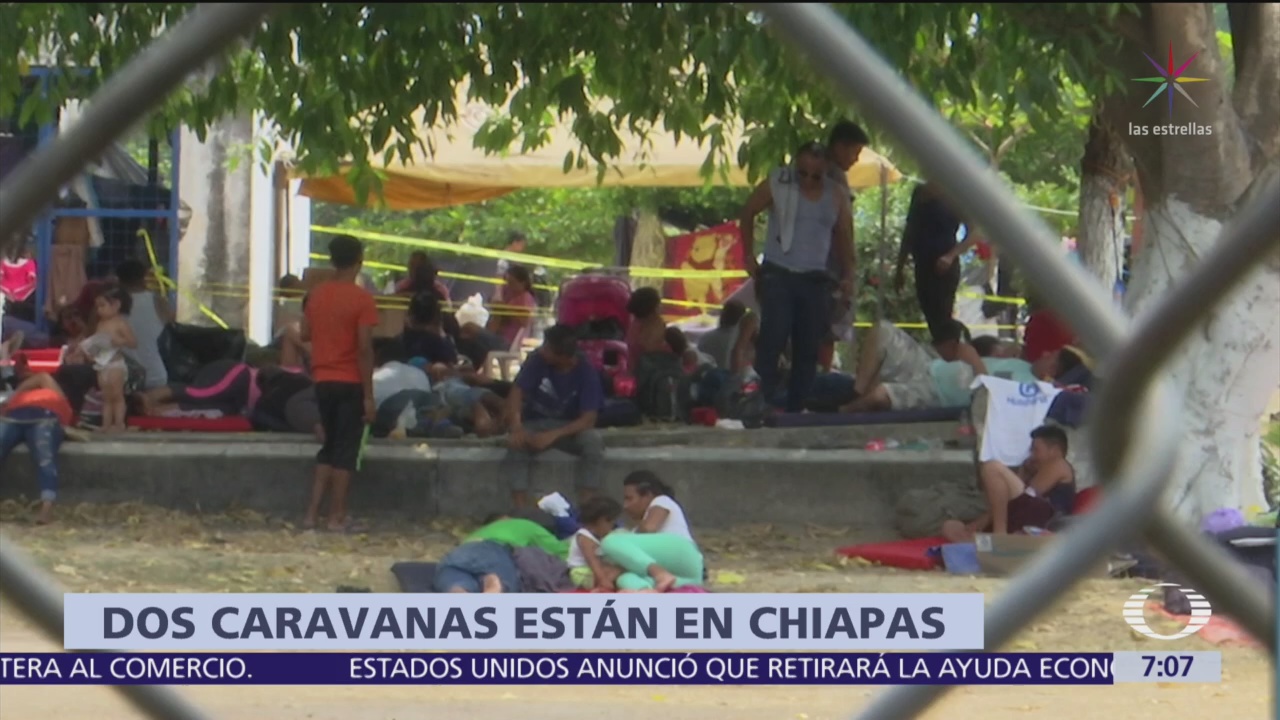 Dos caravanas migrantes están en Mapastepec, Chiapas