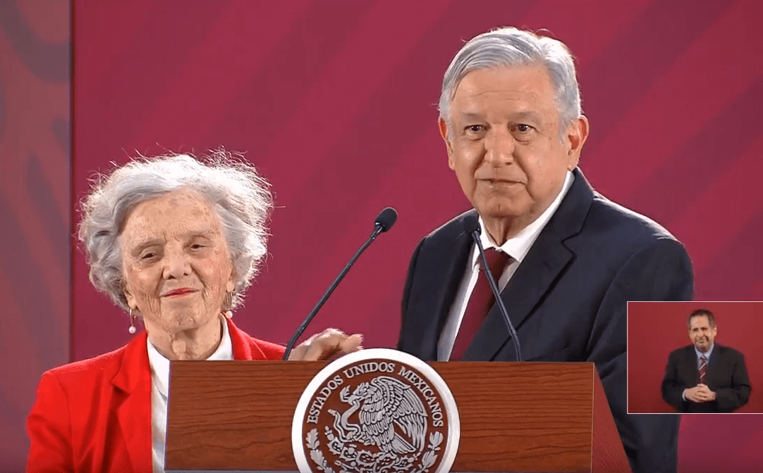 Foto: Elenita Poniatowska y López Obrador, 1 de abril de 2019, Ciudad de México