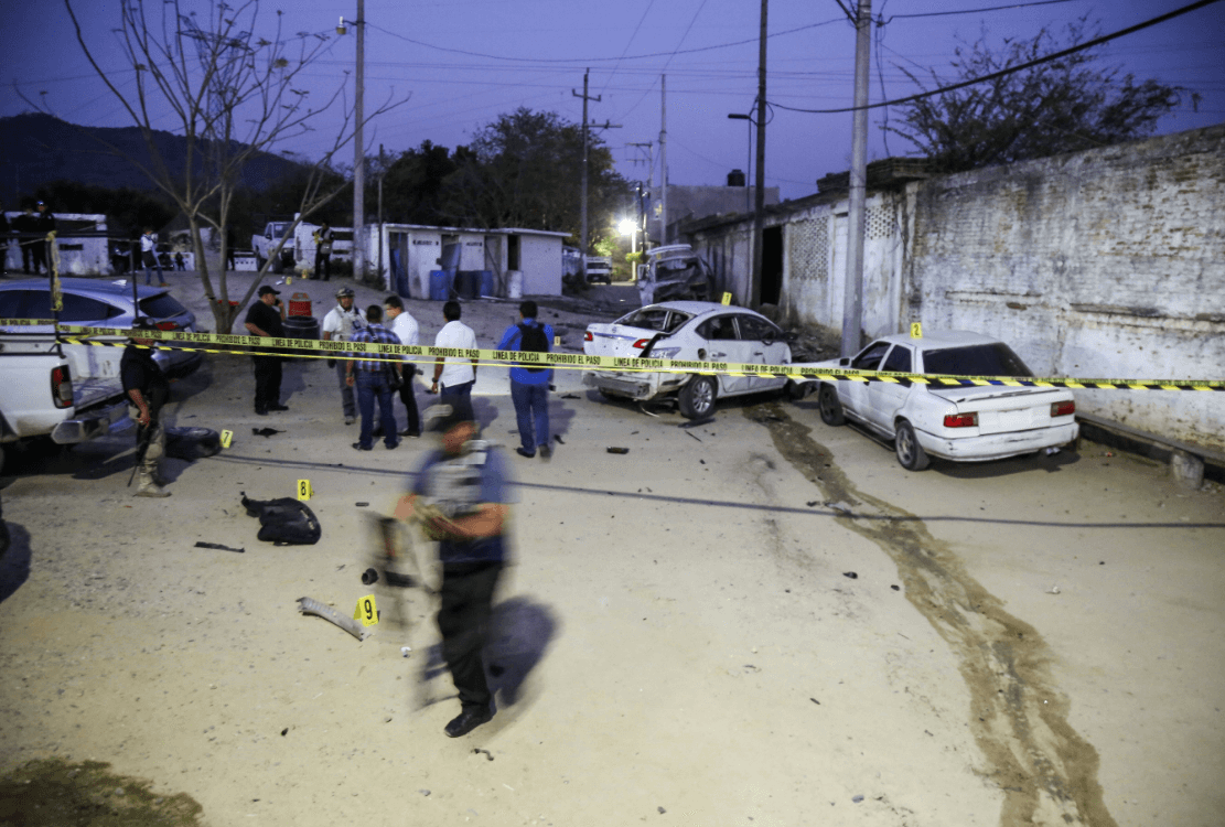 Lugar donde explotó un vehículo en Xaltianguis, Guerrero, 3 de abril de 2019, México