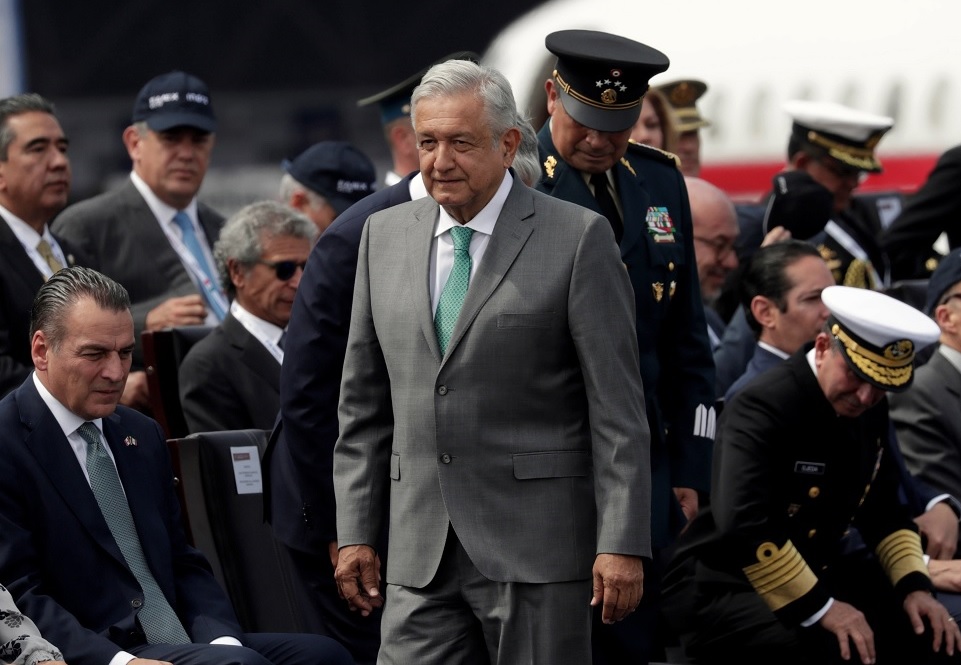 Foto: El presidente de México, Andrés Manuel López Obrador, inauguró la Feria Aeroespacial 2019 en la base aérea de Santa Lucía. El 24 de abril de 2019