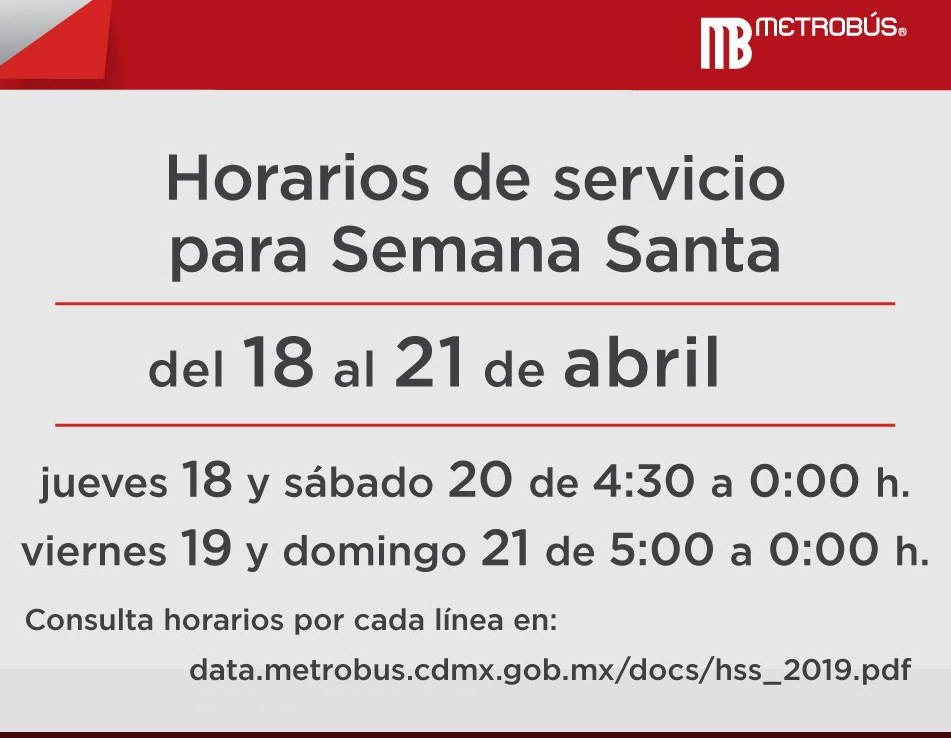 Foto: Metrobús emite anuncio por horarios de Semana Santa, abril de 2019, México 