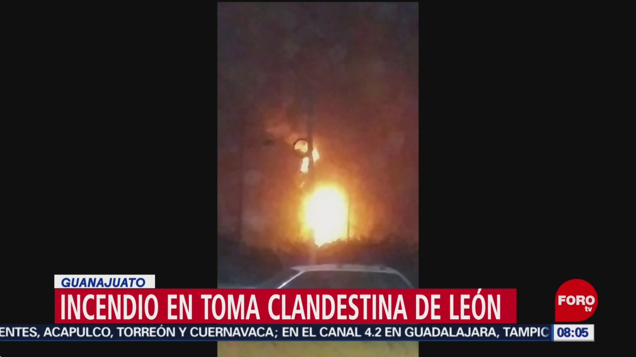 FOTO: Incendio en ducto de Pemex en León por toma clandestina, 7 de abril 2019