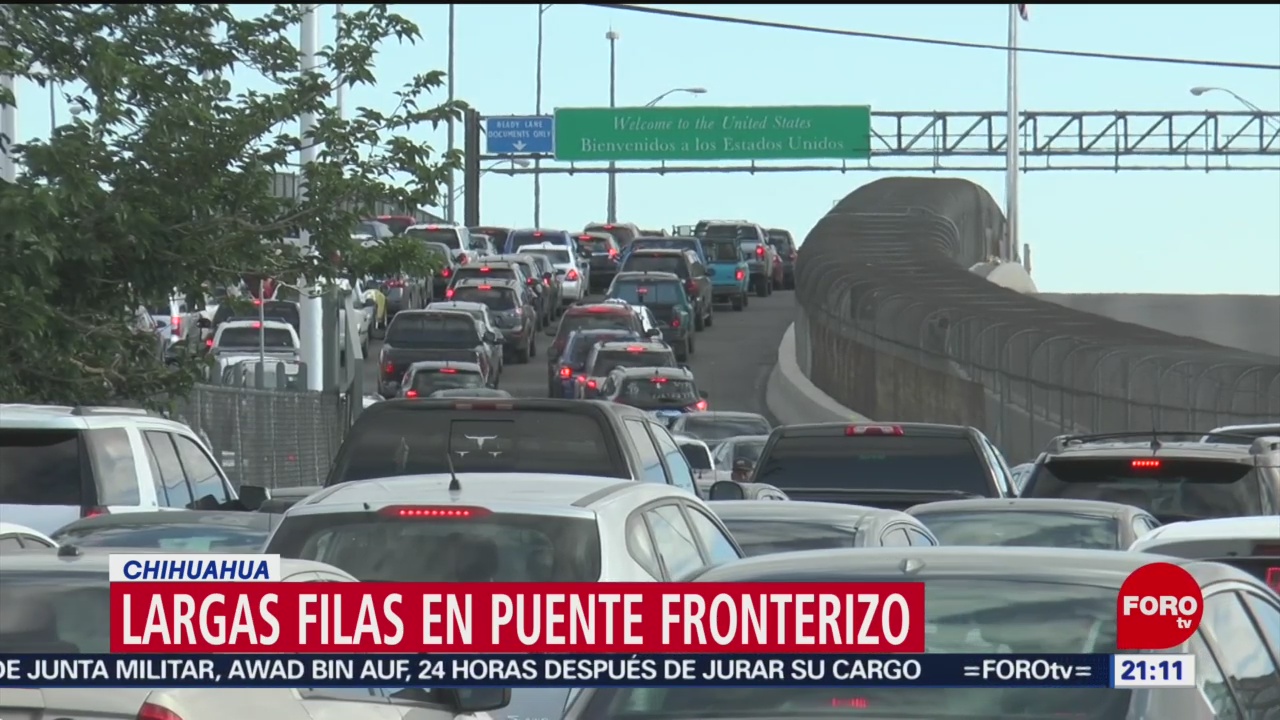 FOTO: Largas filas en puente fronterizo en Chihuahua, 13 de abril 2019