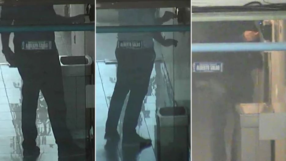 Las cámaras de seguridad del Aeropuerto de Buenos Aires registró la entrada irregular del trabajador con dispositivo de silicona (Infobae)