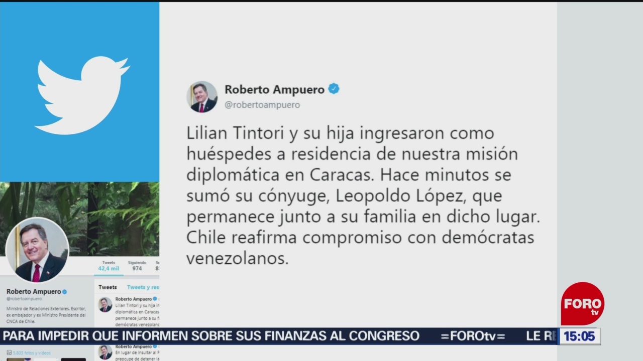 Foto: Leopoldo López se refugia en embajada de Chile en Caracas