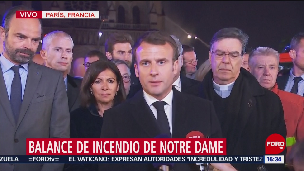 Foto: Macron realiza balance de incendio en catedral de Notre Dame