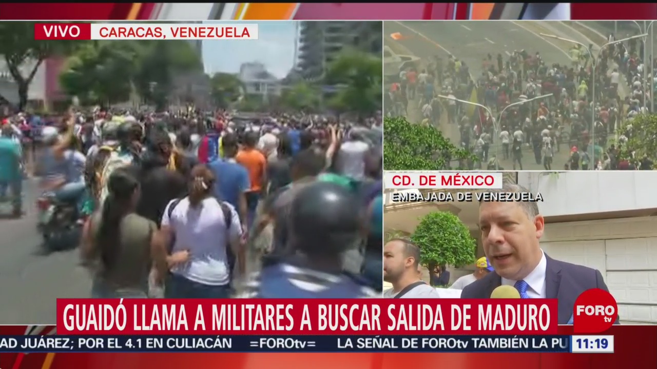Manifestantes apoyan a Maduro en embajada de Venezuela en CDMX
