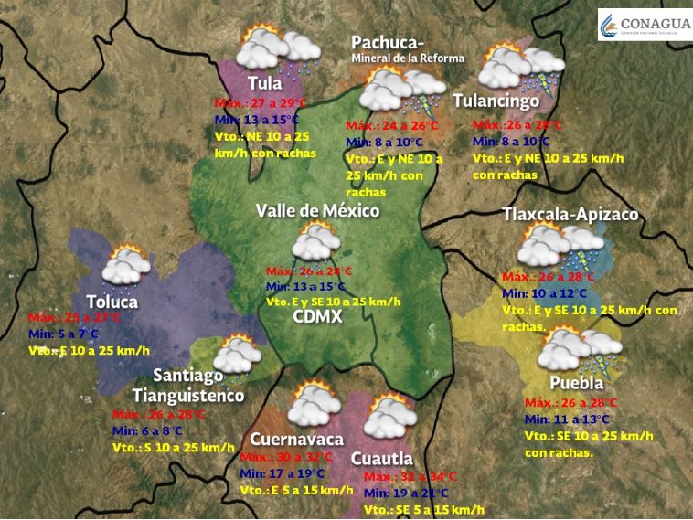 Foto:Se pronostican condiciones de cielo nublado por la tarde, con posibilidad de lluvias aisladas en el Valle de México, 28 abril 2019