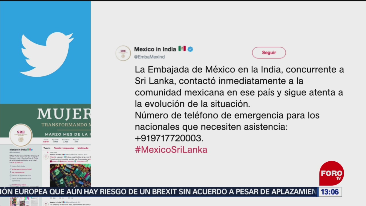FOTO: México condena los ataques ocurridos en Sri Lanka, 21 ABRIL 2019