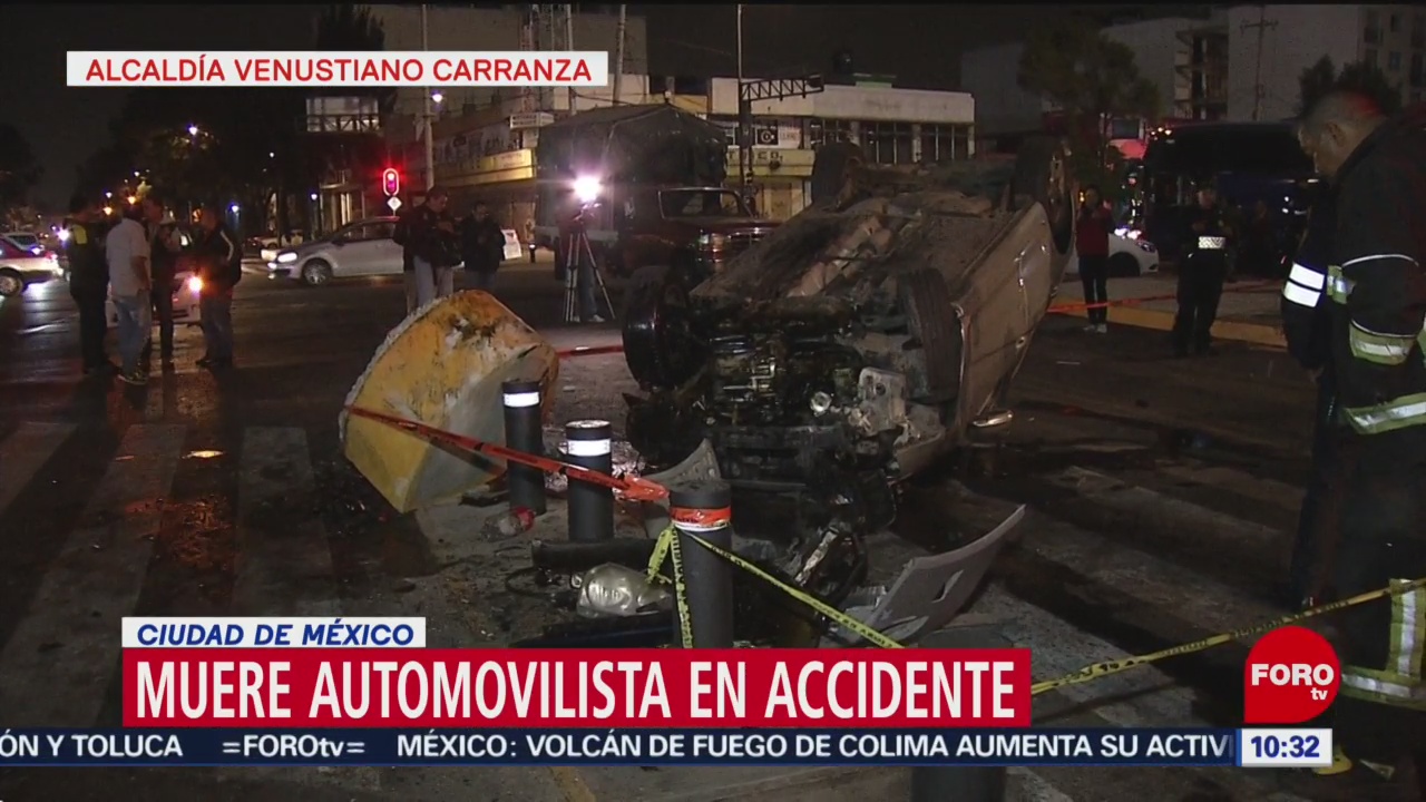 FOTO: Muere conductor al chocar contra camellón en Canal del Norte, CDMX, 27 ABRIL 2019