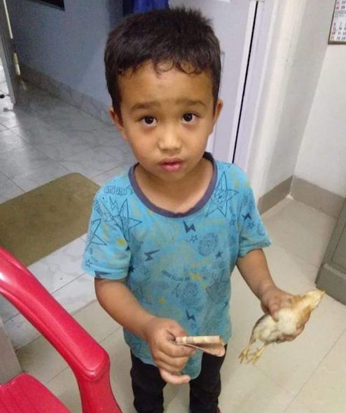 Foto Niño atropella a pollo y usa sus ahorros para salvarlo 9 abril 2019