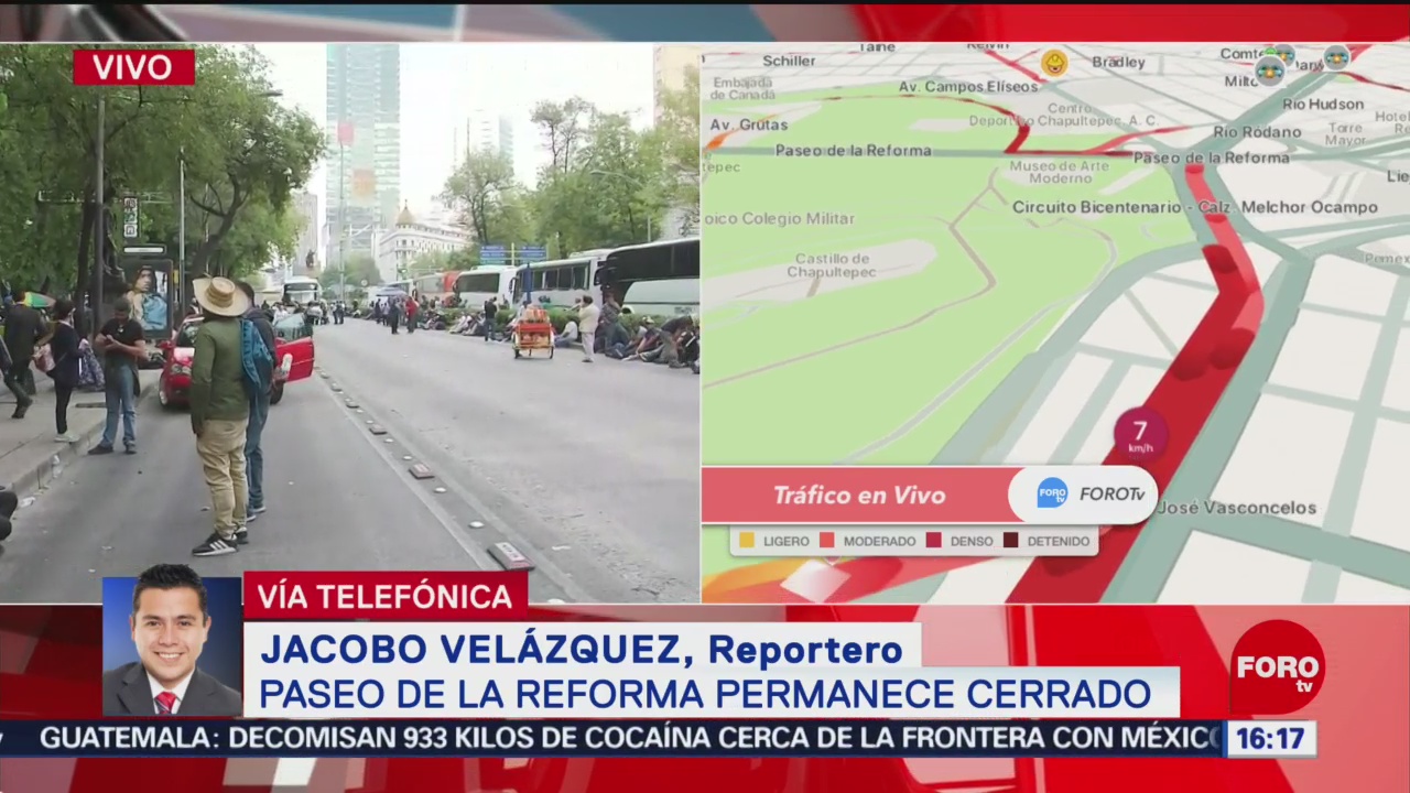 Paseo de la Reforma permanece cerrado por manifestantes
