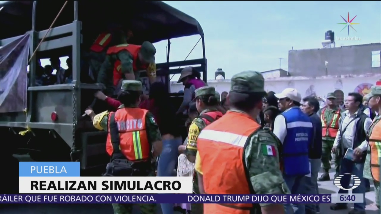 Realizan simulacro de evacuación por erupción volcánica en Puebla
