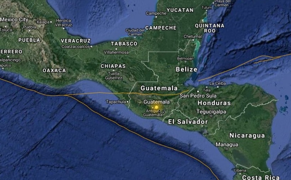 Sismo de 4.5 grados Richter estremece suroeste de Guatemala