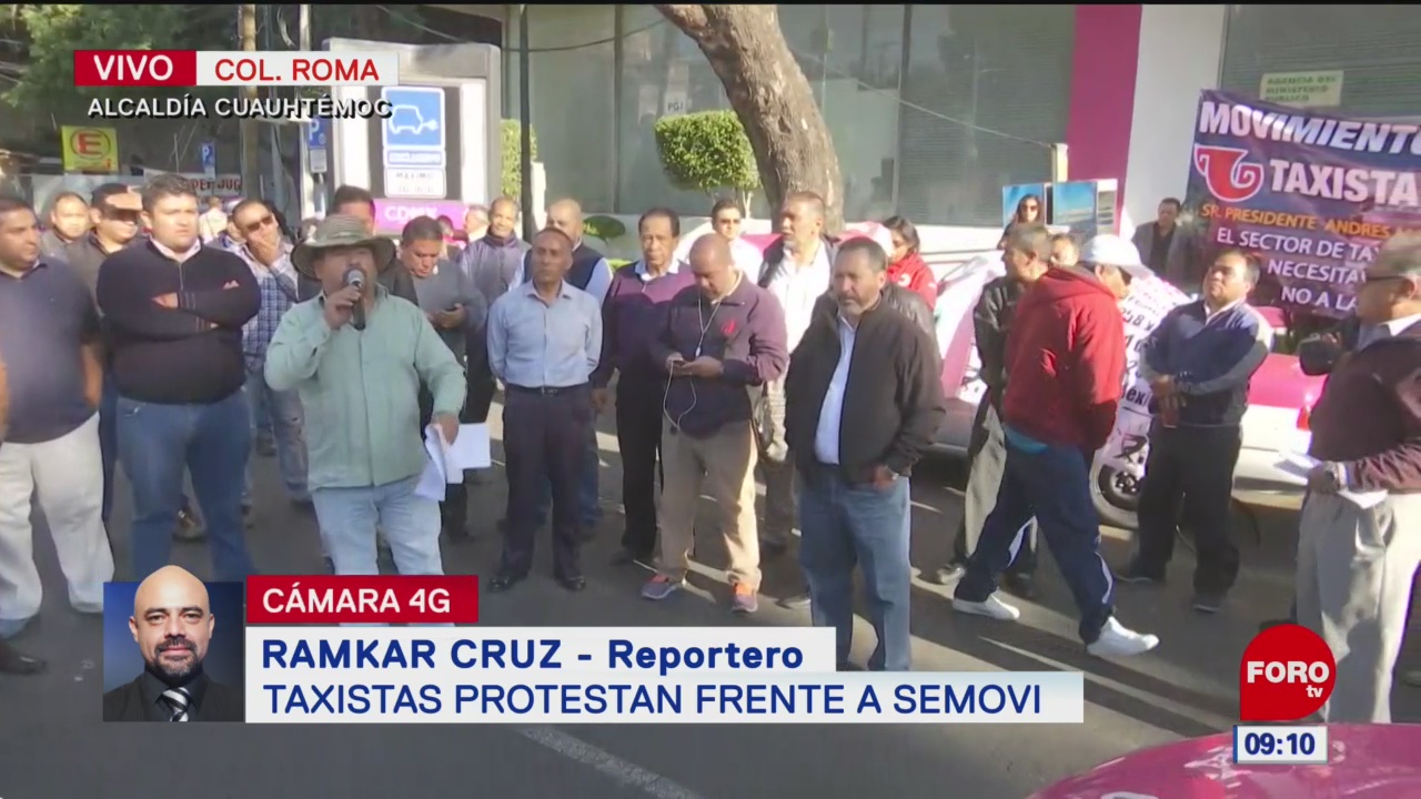 Taxistas protestan contra aplicaciones de transporte público en CDMX