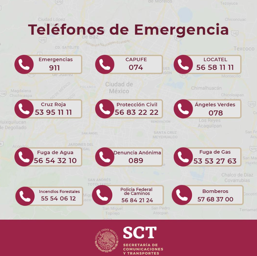 IMAGEN Teléfonos emergencia para vacaciones de Semana Santa (SCT 22 abril 2019)