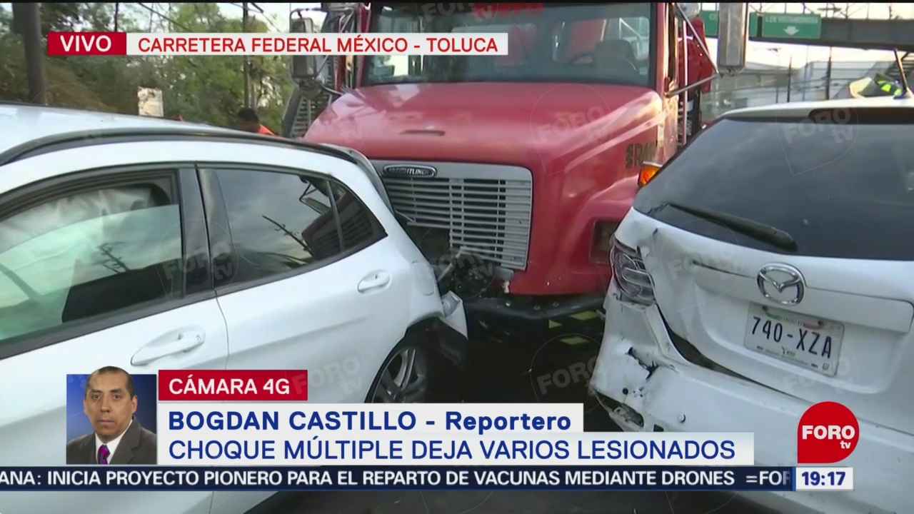 FOTO: Tráiler sin freno impacta ocho vehículos en la México-Toluca, 24 ABRIL 2019