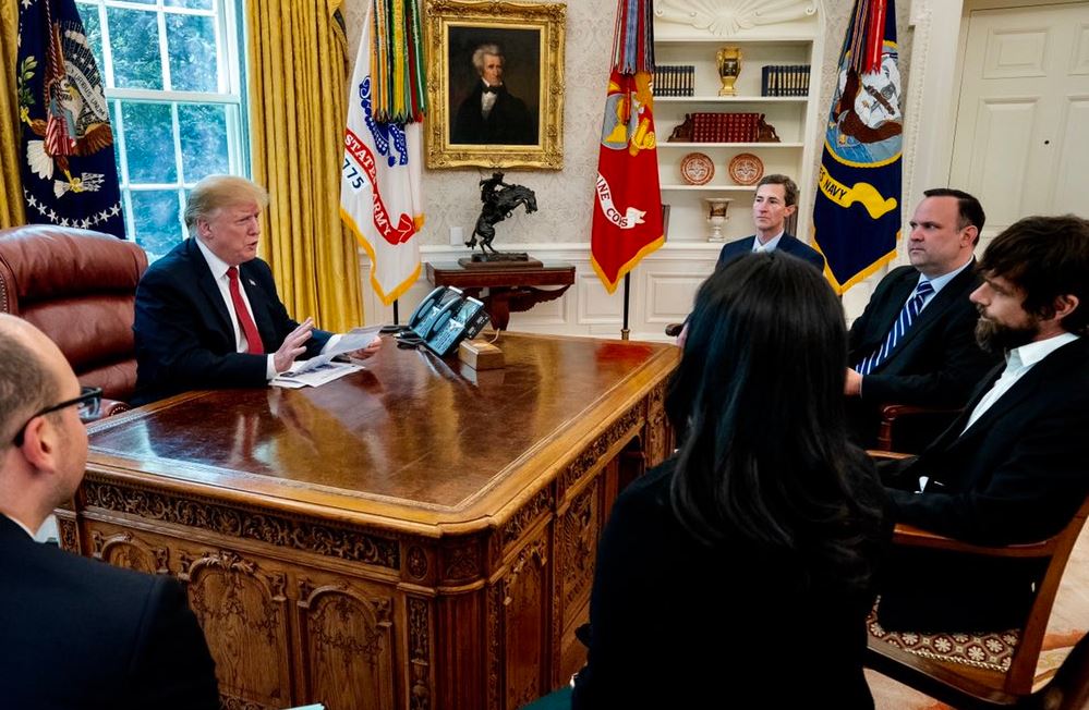Foto: Reunión del presidente Donald Trump y CEO de Twitter, Jack Dorsey, en la Casa Blanca, 24 abril 2019