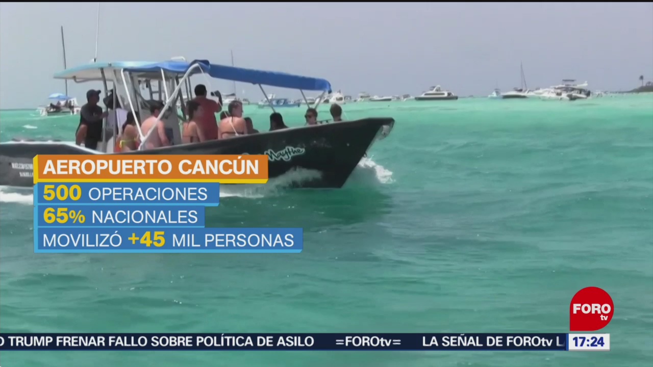 Turistas disfrutan de playas en Quintana Roo