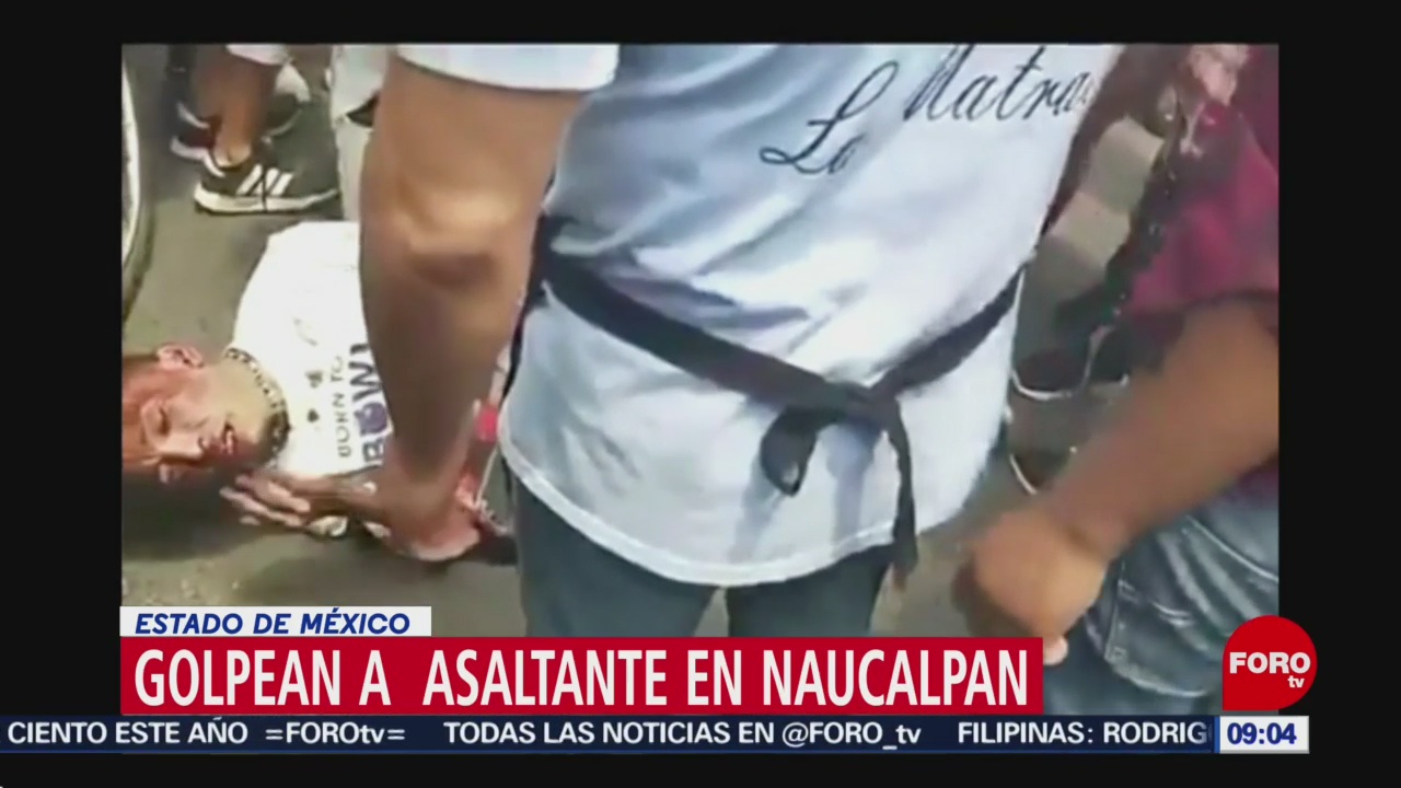 FOTO: Vecinos golpean a asaltante en Naucalpan en Estado de México, 7 de abril 2019