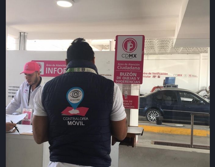 Foto: verificación vehicular, 13 de abril 2019. Twitter @ContraloriaCDMX