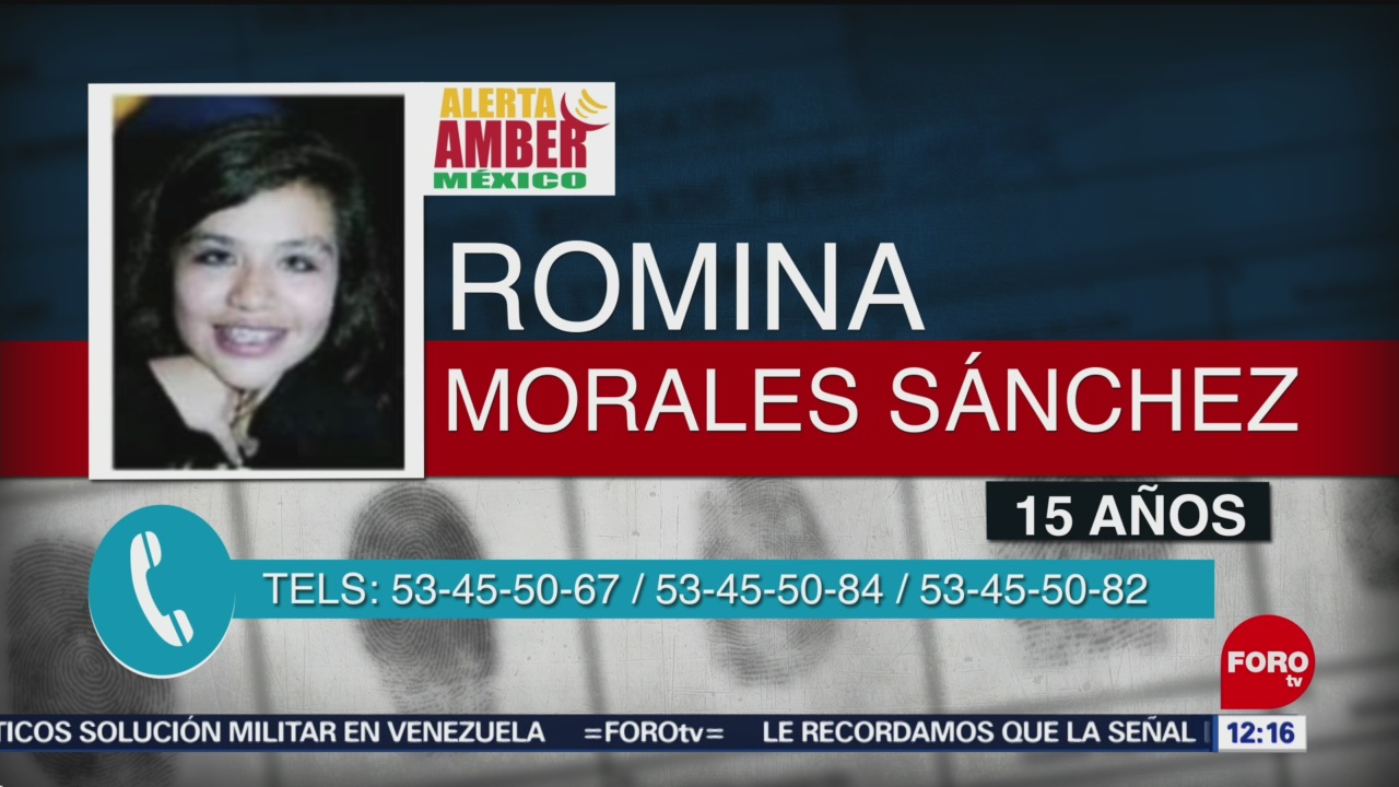 Activan Alerta Amber para localizar a Romina Morales Sánchez
